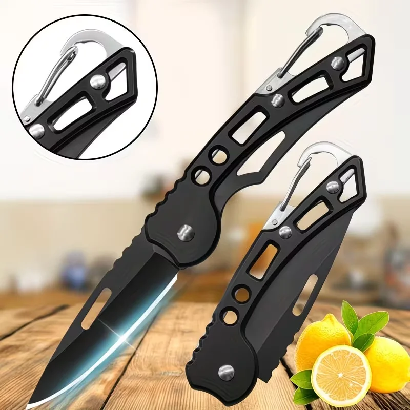 Juego de 6 Cuchillos Plegables Compactos de Acero Inoxidable, con Clip, Diseño de Hoja Dentada, Aptos para Mano Izquierda y Derecha, Ideales para Camping, Senderismo, Pesca y Actividades al Aire Libre