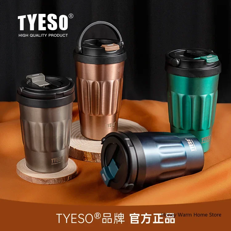 TYESO frascos de vacío termo botellas de agua 400 ml/500 ml taza aislada de acero inoxidable 304 vaso Original para coche taza de café fría y caliente