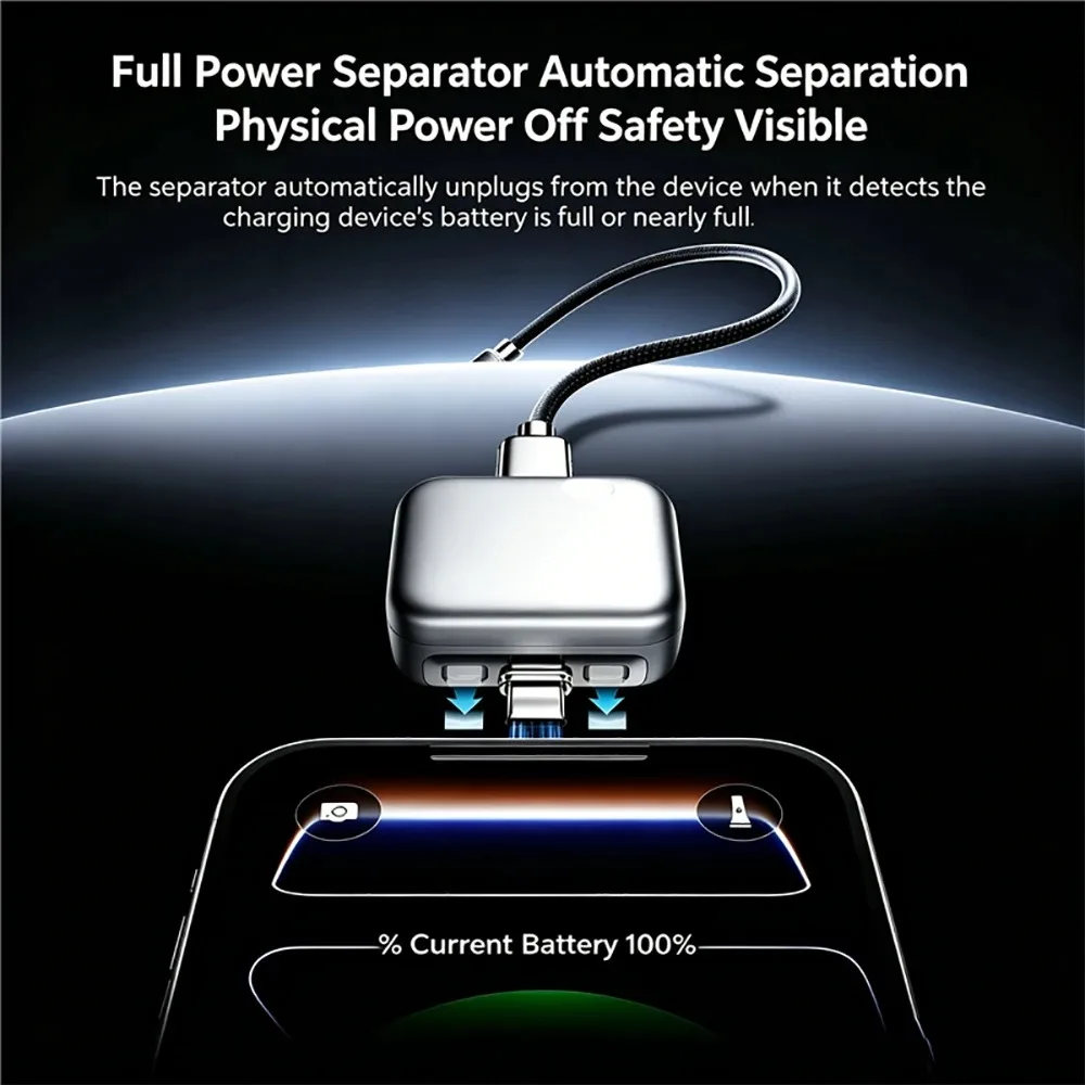 Separador Inteligente Tipo-C con Carga Completa, Apagado Automático, Protección Contra Sobrecarga, Carga Rápida PD de 140W, Adaptador de Apagado con Carga Completa