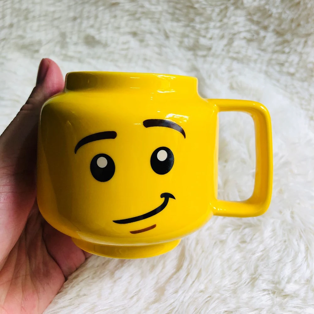 Taza de cerámica de dibujos animados de 250ML con figura de expresión de impacto bonita, patrón de cabeza, café, té de la leche, artículos para beber para pareja, amiga y familia