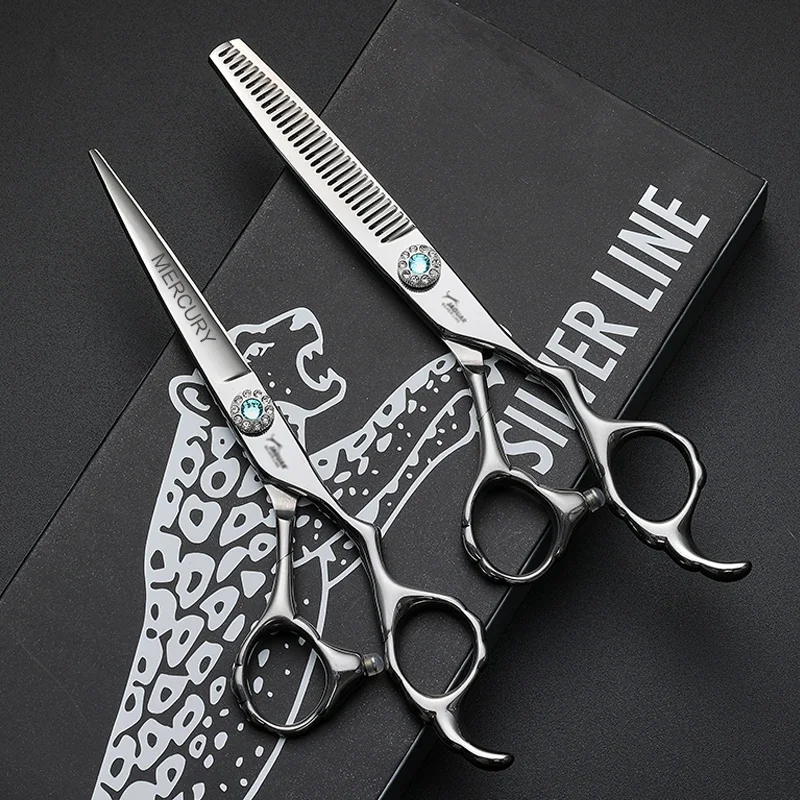 Tijeras de Peluquería para Cortar y Entresacar Cabello, Tijeras de Barbero de 6 Pulgadas, Herramientas de Peluquería, Tijeras Profesionales de Alta Calidad