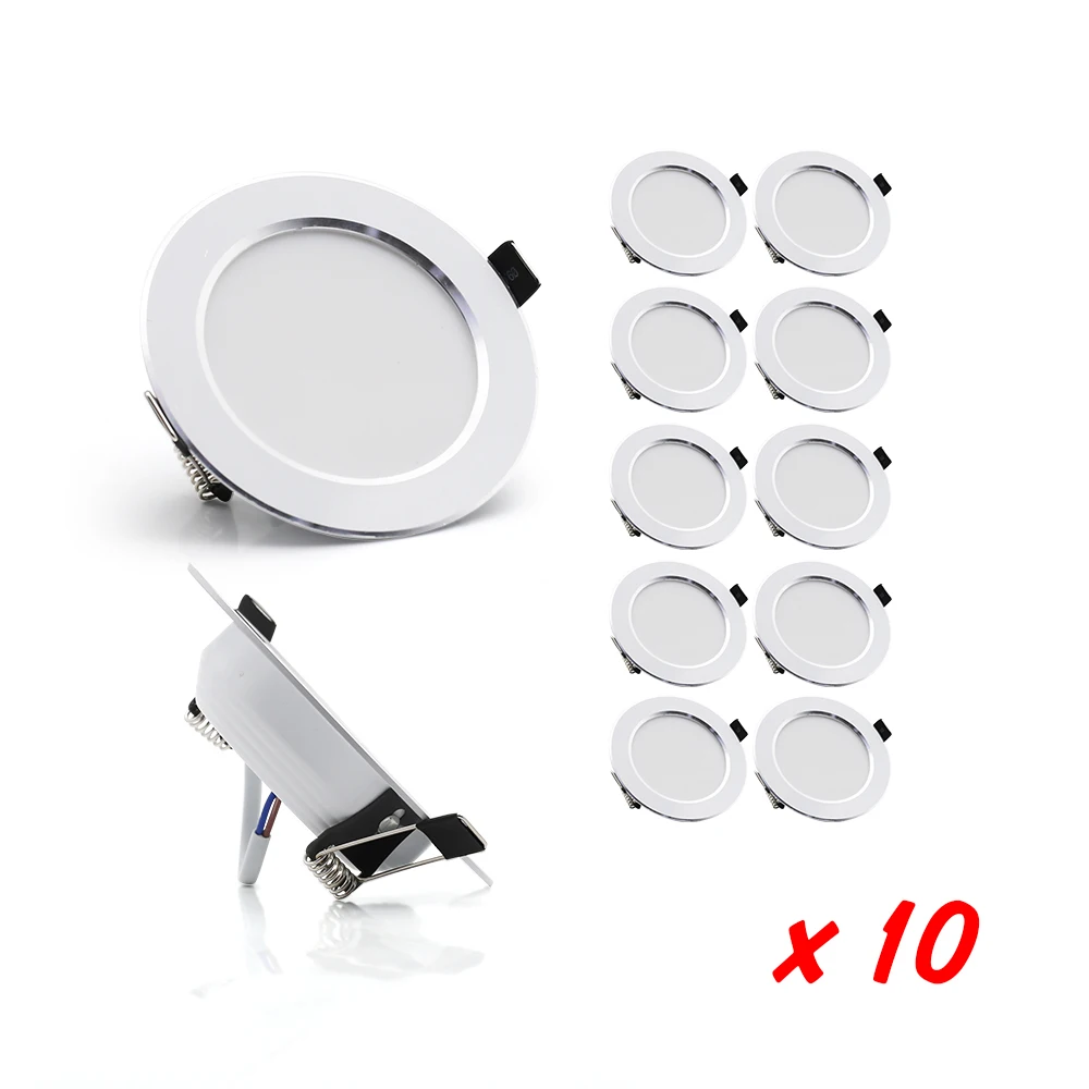 10 Uds focos LED Downlight de techo AC 220V 18W 15W 12W 9W 7W lámpara redonda empotrable Spot LED Dowm luz iluminación interior oculta