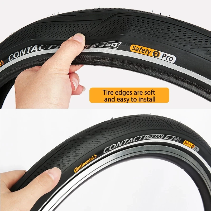 Neumático Continental Contact Urban de 16 pulgadas / 20 pulgadas 3/180Tpi a prueba de pinchazos con alambre de acero para bicicleta plegable BMX con tira reflectante
