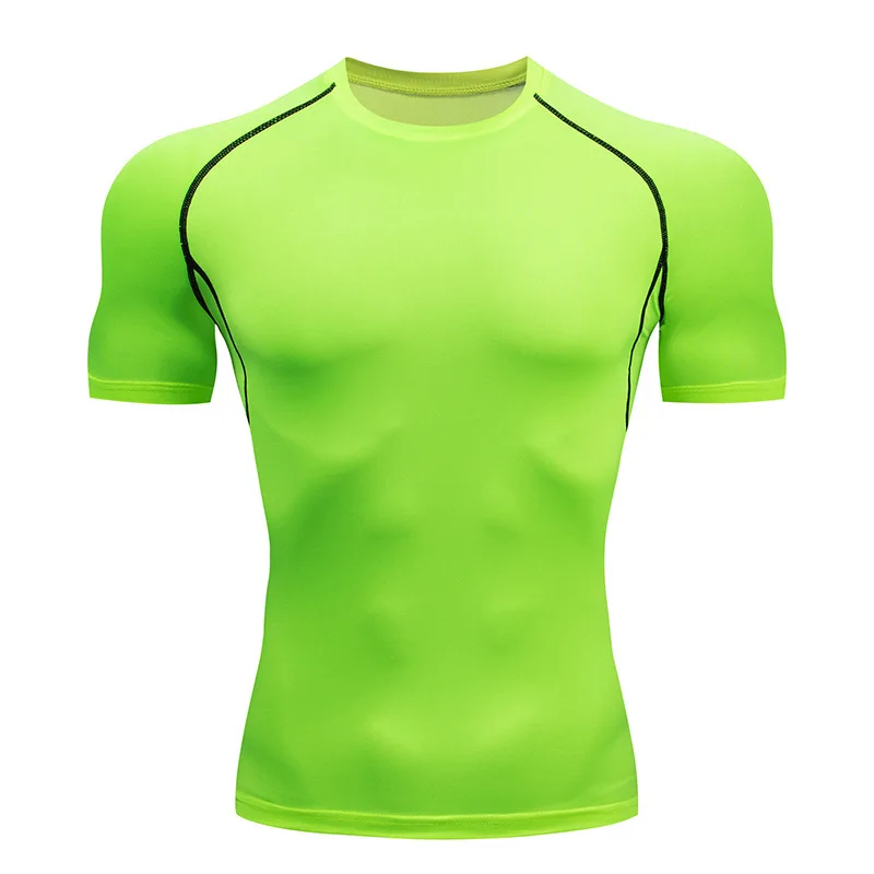 Camiseta deportiva de manga corta para hombre, camisa de compresión de secado rápido para gimnasio, Fitness, entrenamiento, correr, Rashgard