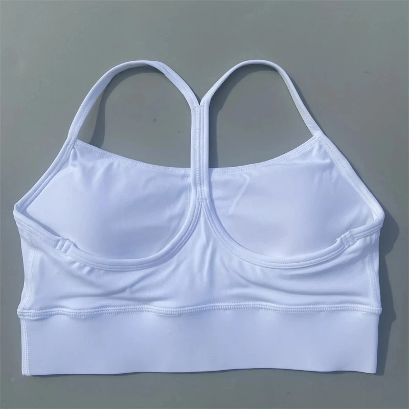 Color sólido suave espalda cruzada forma Y mujeres Fitness sujetador medias Yoga chaleco alta resistencia a prueba de golpes gimnasio deportes Top con almohadilla para el pecho