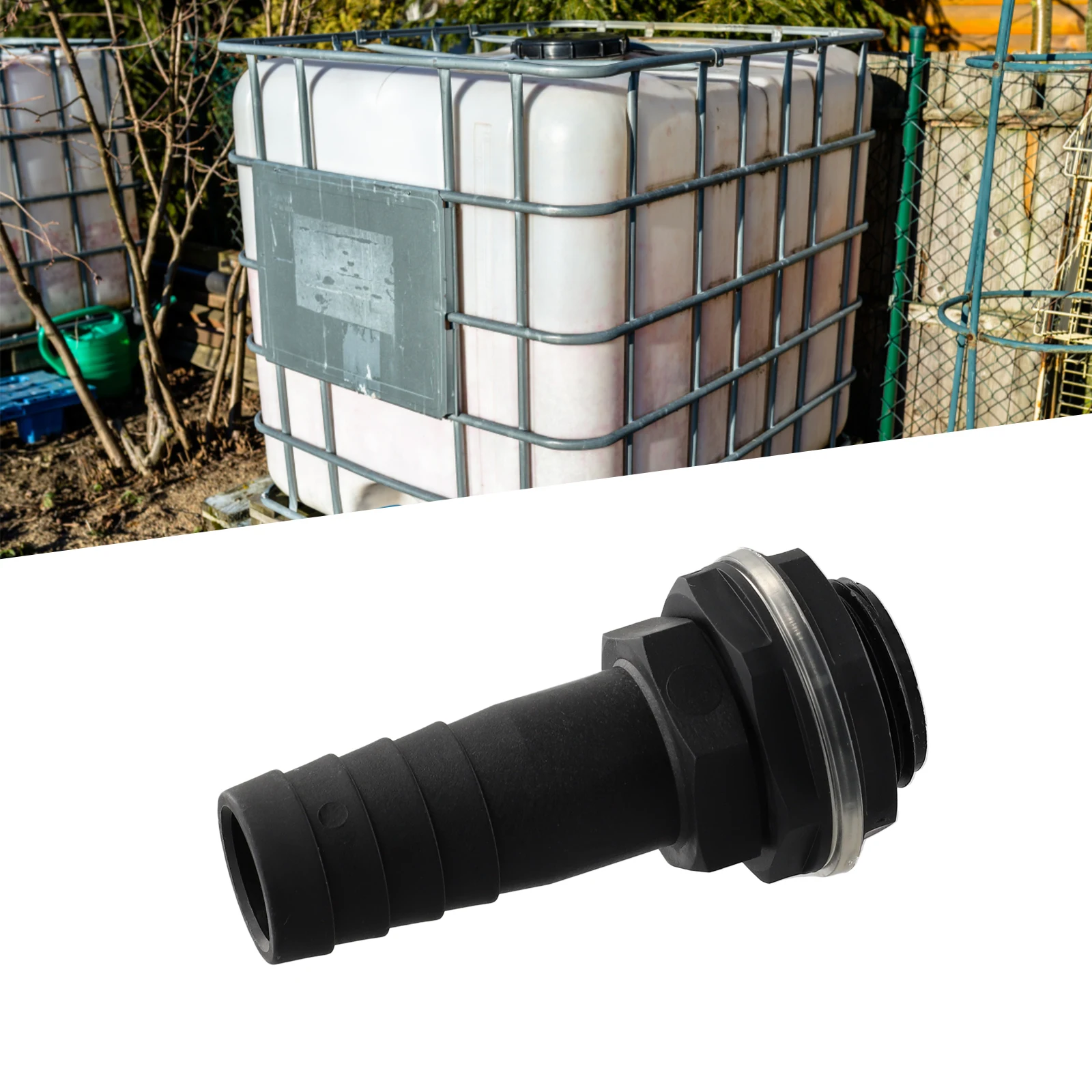 Conector de desbordamiento de tanque de agua de 1 pulgada con tuerca y arandela, se adapta a tubería de desbordamiento de 1 pulgada para tubería de jardín, sistema de riego por goteo
