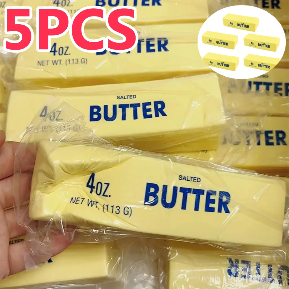 5/1PCS Juguete antiestrés elástico blando con forma de barra de mantequilla, juguete de queso para aliviar el estrés, juego de descompresión, juguete de broma para apretar para aliviar la ansiedad