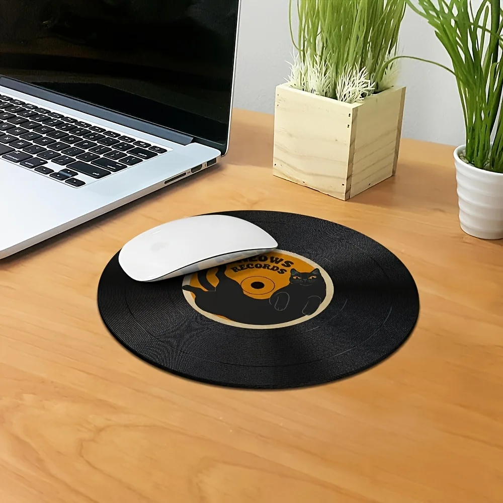 Alfombrilla de ratón con diseño de disco de vinilo vintage, de goma antideslizante y lavable, alfombrilla para ratón para el hogar, oficina, juegos, escritorio, accesorios para computadora portátil
