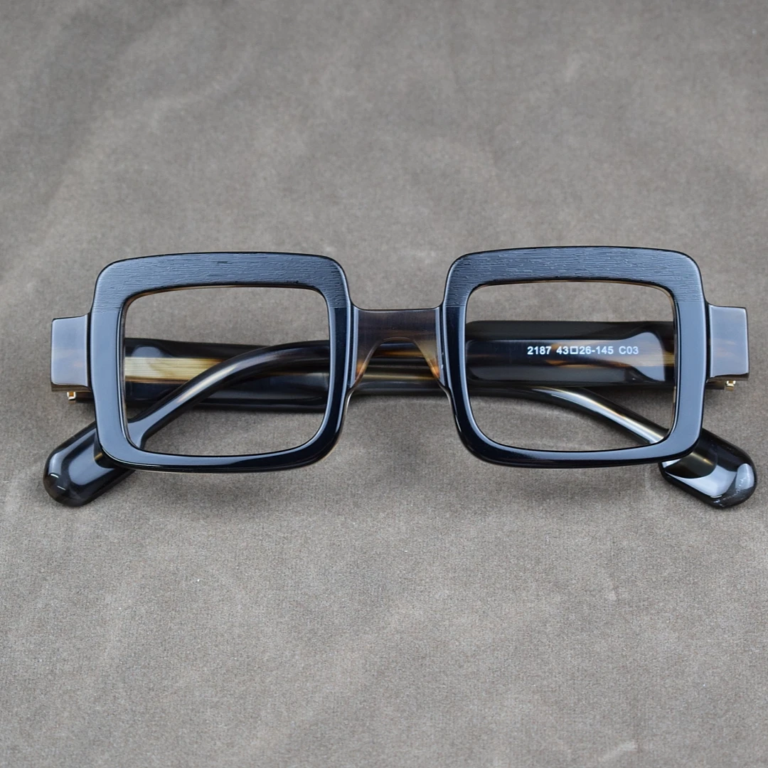 BETSION Montura de gafas retro cuadradas de acetato unisex de 43 mm, montura de gafas ópticas de borde completo, lentes graduadas personalizadas disponibles