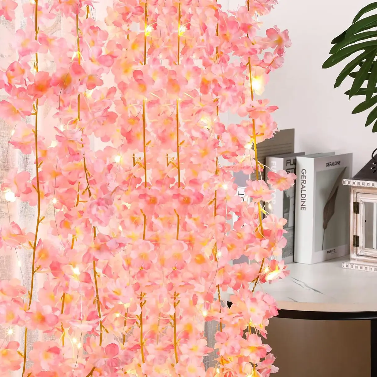 Guirnalda de luces de flor de cerezo, guirnalda de 20LED, guirnalda de flores artificiales, luces de hadas de enredaderas para decoración del banquete de boda y dormitorio, 1 ud.