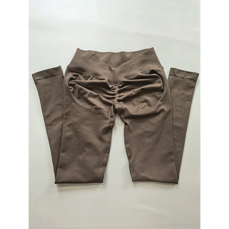Scrunch Booty V-cintura levantamiento de cadera Fitness gimnasio correr entrenamiento medias deportivas mallas deportivas mujer pantalones de Yoga sin costuras