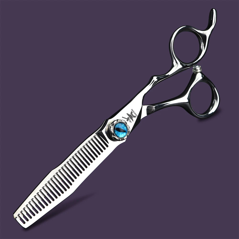 XUANTENG-Tijeras plateadas para el cabello con tornillo de ojo del diablo, tijeras de corte y tijeras de adelgazamiento de 6 pulgadas, tijeras japonesas de acero 440C