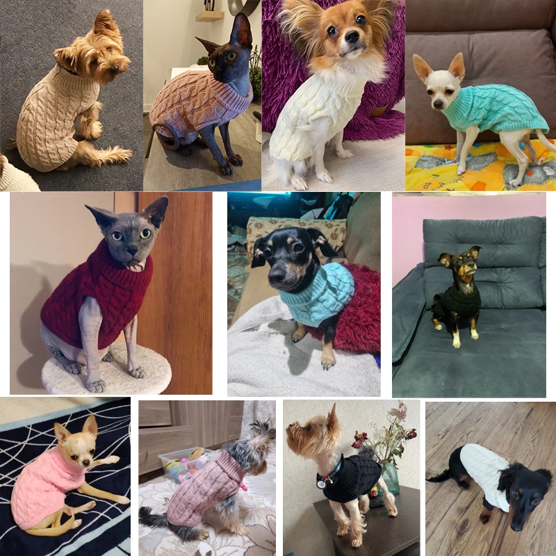 Suéteres Cálidos para Perros Pequeños, Cuello Alto, Tejido, Ropa de Invierno para Perros, Chaleco para Cachorros y Gatos, Abrigo para Chihuahua y Bulldog Francés