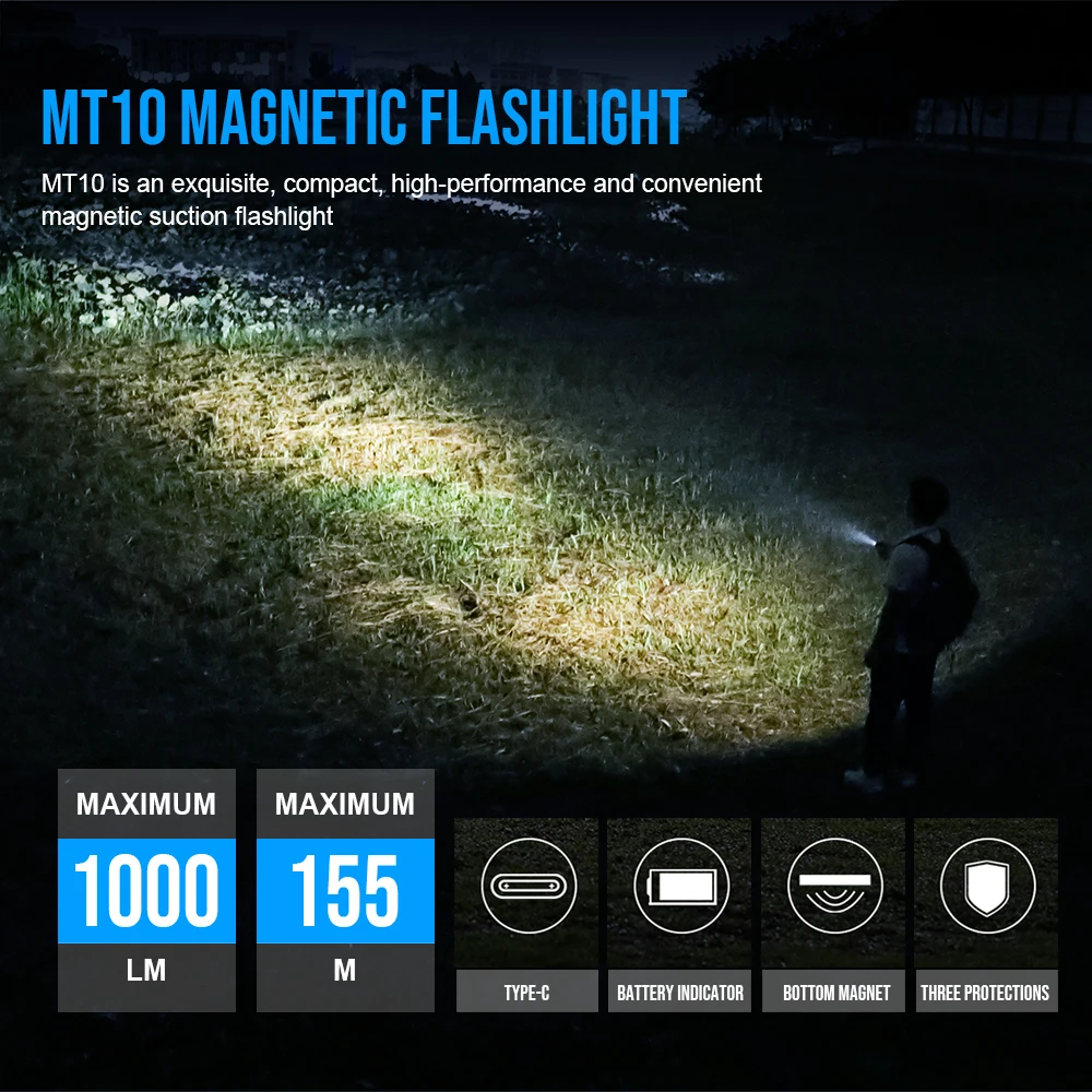 Trustfire MT10 EDC linterna 1000 lúmenes lámpara LED recargable portátil USB C antorcha de carga Mini 16340 IPX8 MVB luz de trabajo óptica