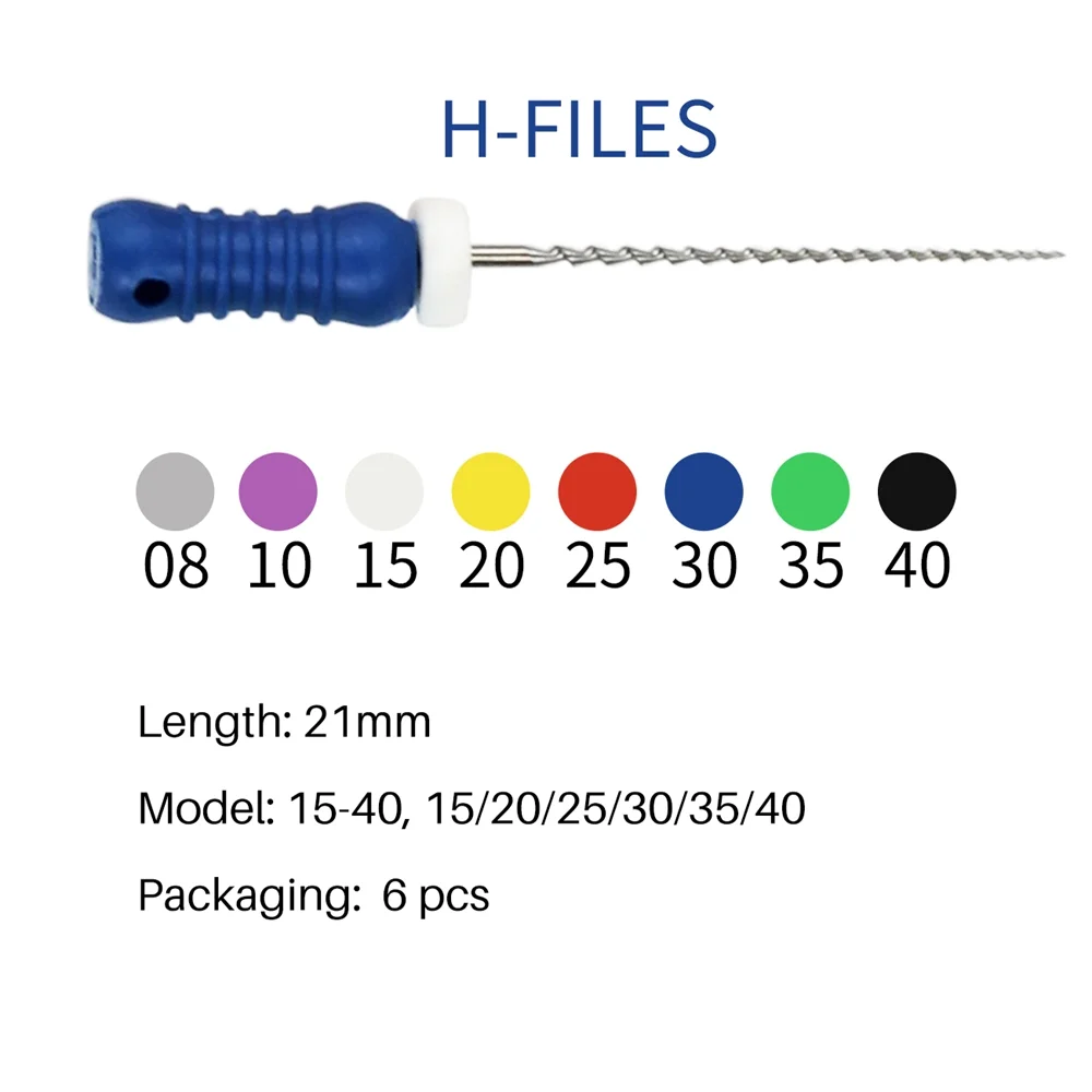 Limas Endo dentales de acero inoxidable JUMTOP, limas H para uso manual, taladros para conducto radicular de odontología