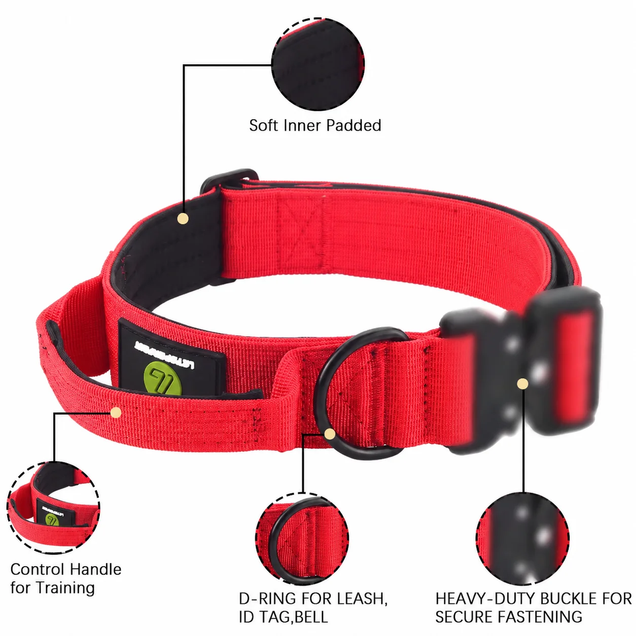 Liberación rápida tráfico militar grande Nylon resistente caminar mango de perro fuerte entrenamiento táctico correa de plomo Tsug cuello Se