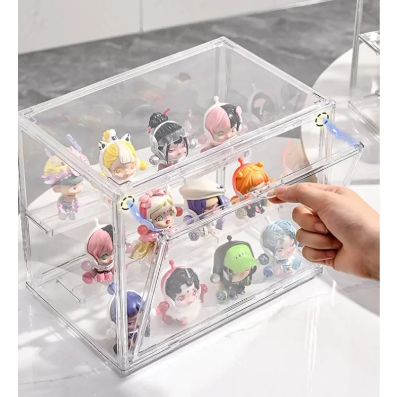 Caja de almacenamiento transparente de acrílico para figuras, caja de exhibición plegable para figuras, muñecas, caja organizadora de figuras de acción, 1/2/3/4 Uds.