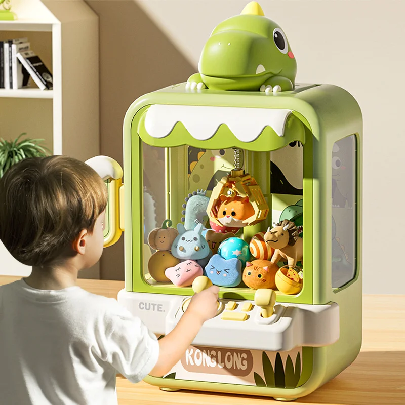 Máquina de garra de dinosaurio, juguetes, juego de Arcade electrónico, máquina de muñecas de captura ajustable, Mini expendedora de música, regalo de cumpleaños para niños