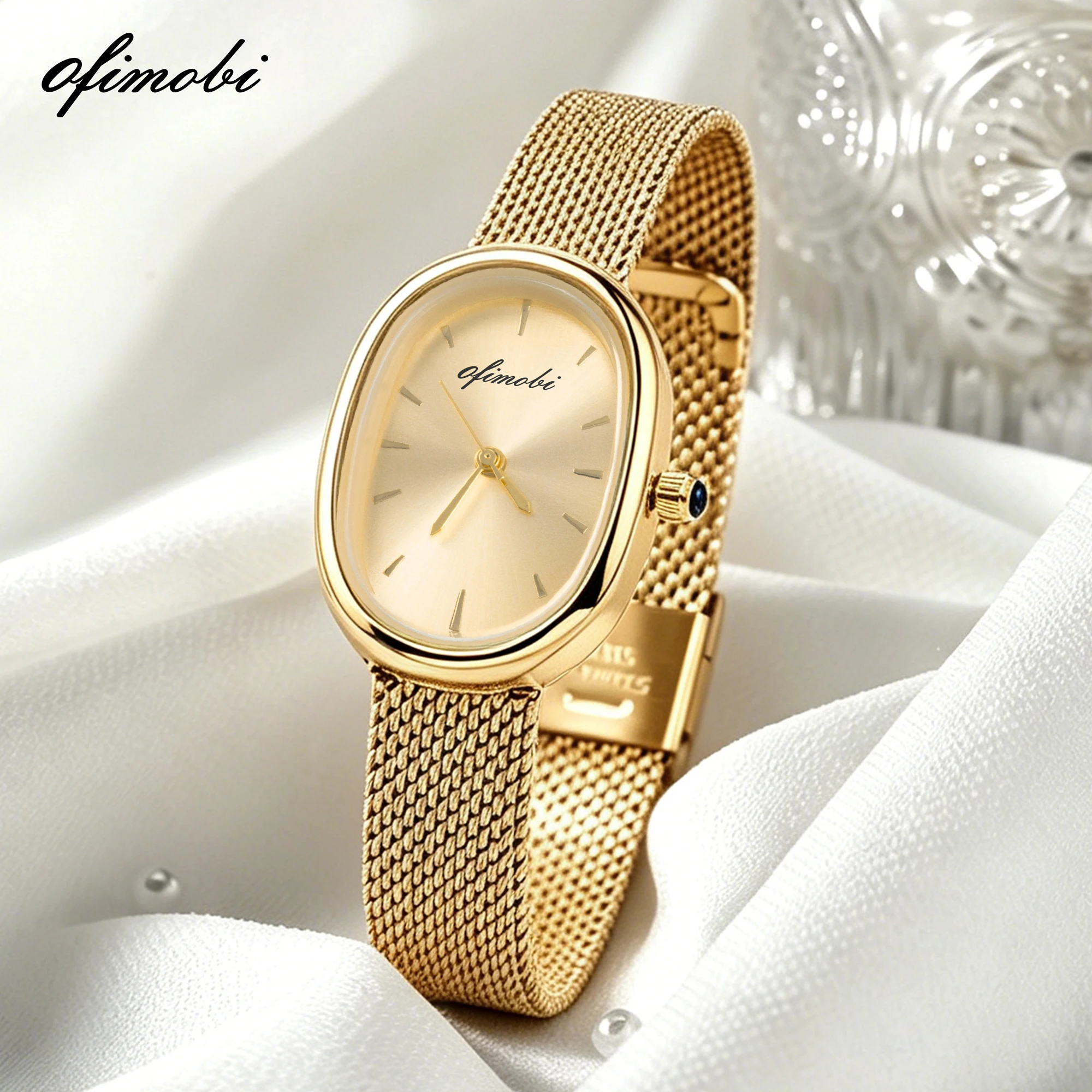 Reloj de Cuarzo para Mujer con Esfera Ovalada, Correa de Malla Milanesa Premium, Esfera con Efecto Rayos de Sol, Resistente al Agua 30M, Elegante Reloj de Pulsera