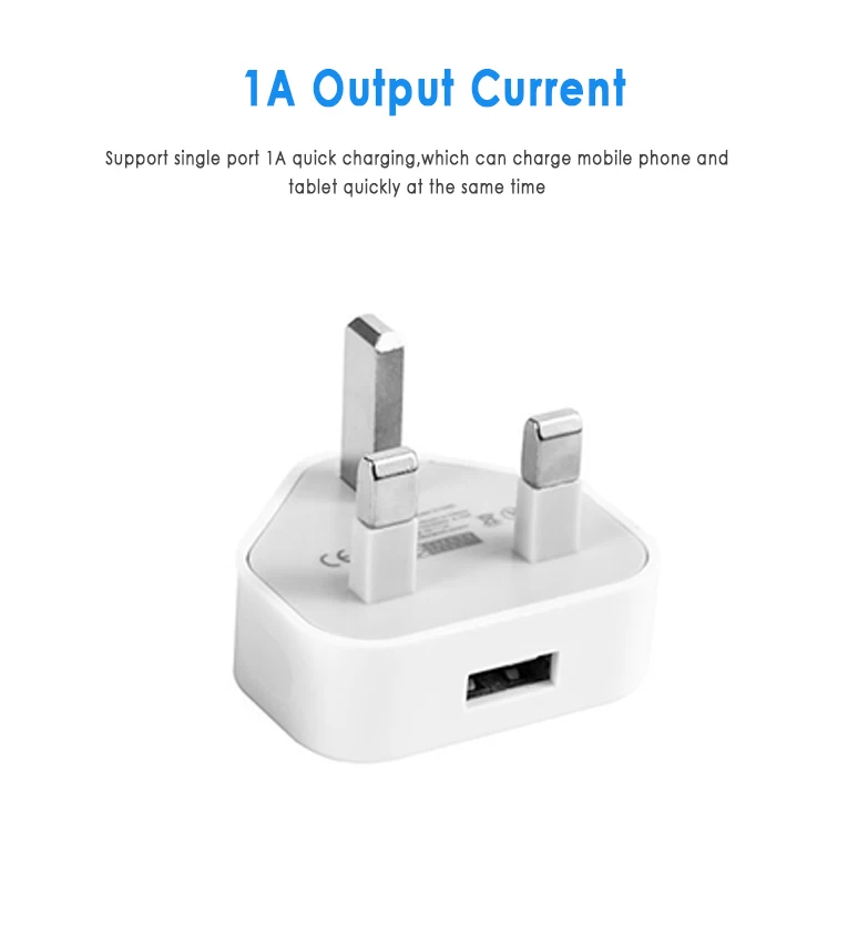 Adaptador de cargador de pared de 3 pines con enchufe británico con 1/2/3 puertos USB, convertidor de adaptadores de viaje para cargador de carga IOS, Samsung y Huawei