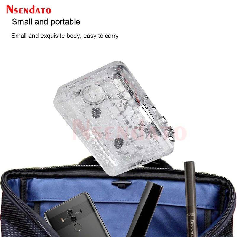 Reproductor de Audio Portátil Transparente con USB, Reproductor de Casetes, Grabador de Música, Conversor de Casete a MP3 para PC, Reproductor de MP3 con USB