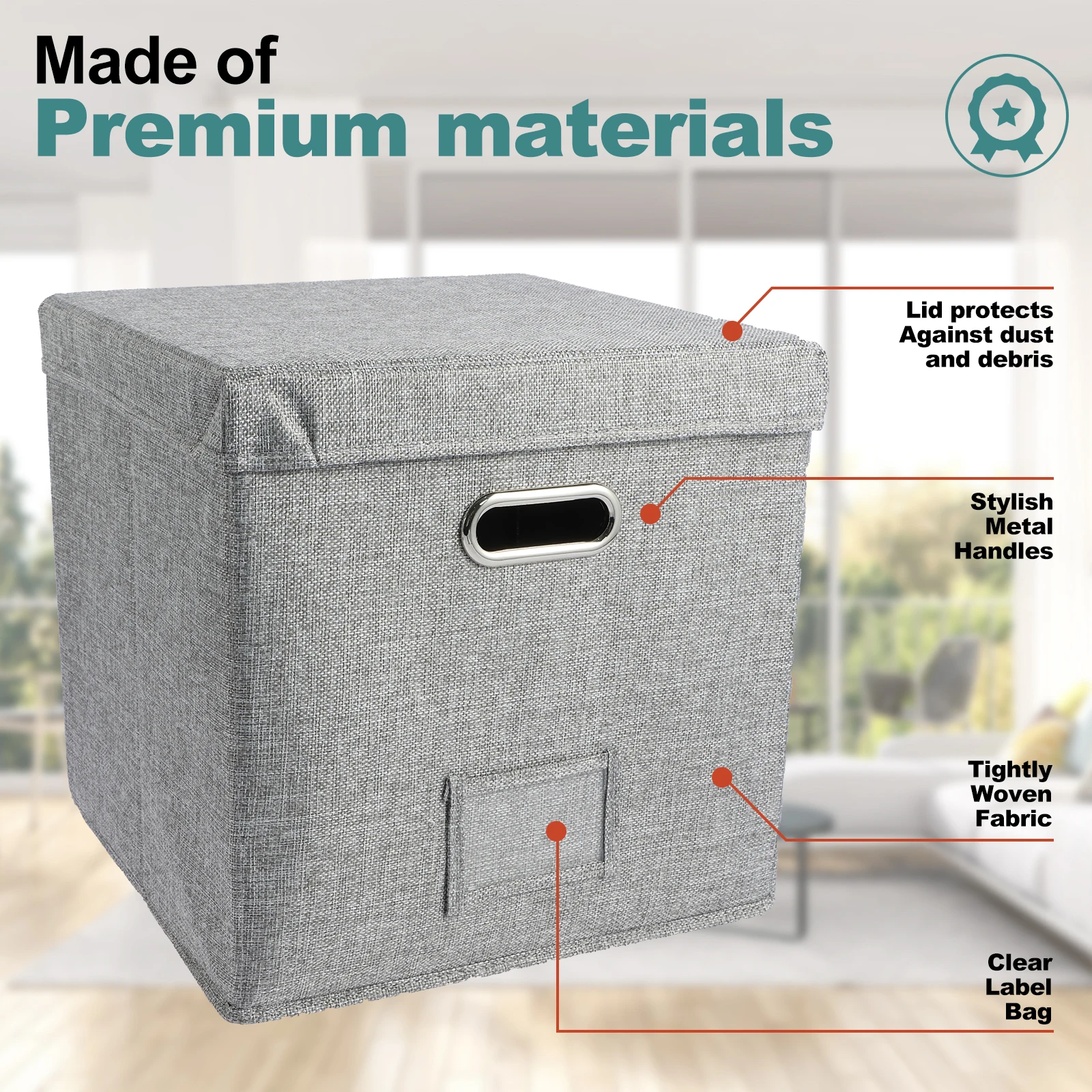 Organizador plegable de 13 pulgadas, caja de almacenamiento de discos de vinilo de gran capacidad con tapa, armario de casa de lino y algodón, organizador multifuncional