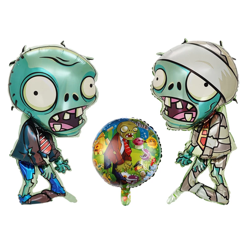 Juegos Plantas de globos vs. Paquete de suministros de decoración para fiestas temáticas de zombis, globo de película de aluminio de látex, juguetes clásicos para niños