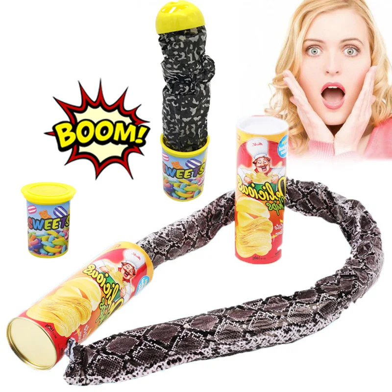 Juguetes de Broma Divertidos para Adultos, Artículos de Broma, Lata de Papas Fritas con Serpiente Saltarina, Juguete de Broma para el Día de los Inocentes, Decoración para Fiestas de Halloween