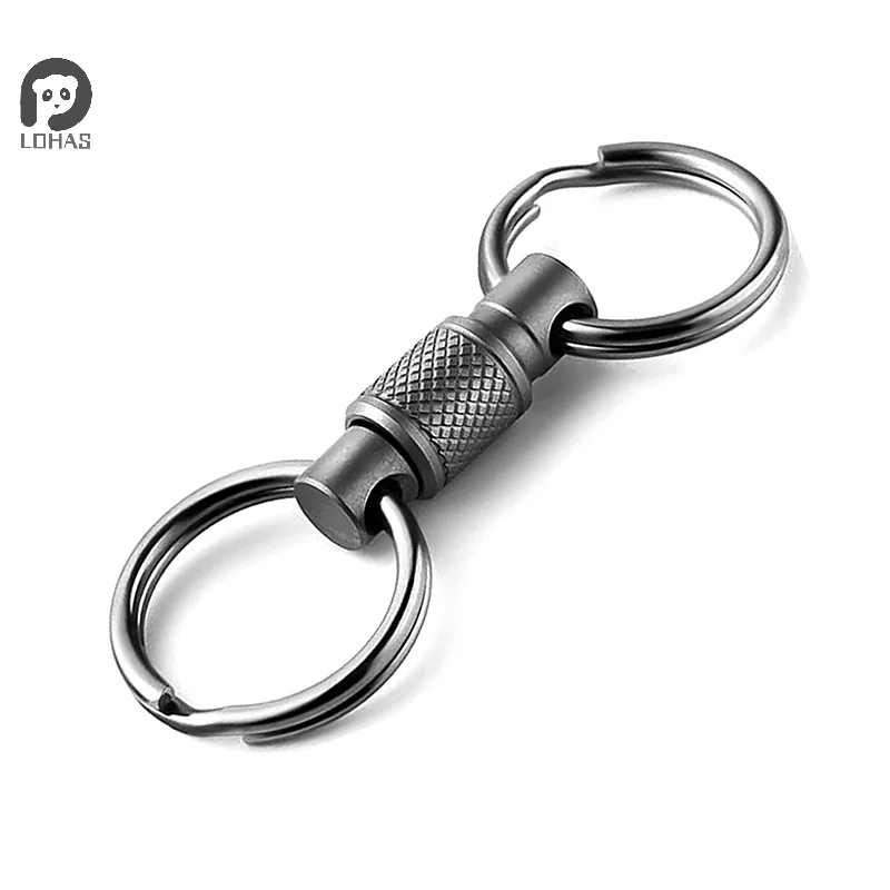 Llavero de aleación de titanio, soporte para llaves extraíble, rotación de 360 ​​grados, multifuncional, portátil, para cinturón, herramienta para exteriores, 1/2 unidad
