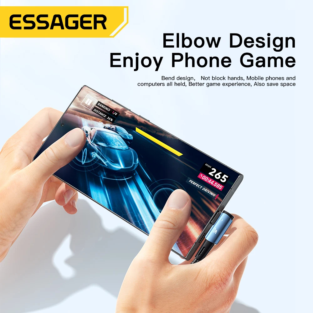 Essager-Cable USB tipo C de carga rápida para móvil, Cable de datos con ángulo para OPPO 100W, para Honor, Huawei P40, Oneplus, Realme, cargador de USB-C