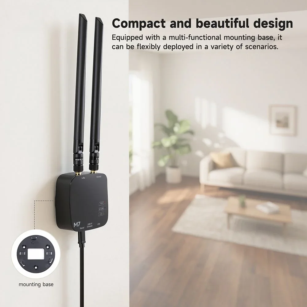 ThinkNode M7 Meshtastic - Gateway de Comunicación Inalámbrica con Soporte de Alimentación PoE, Antena Incluida, con Tecnología ESP32-S3 LR1110