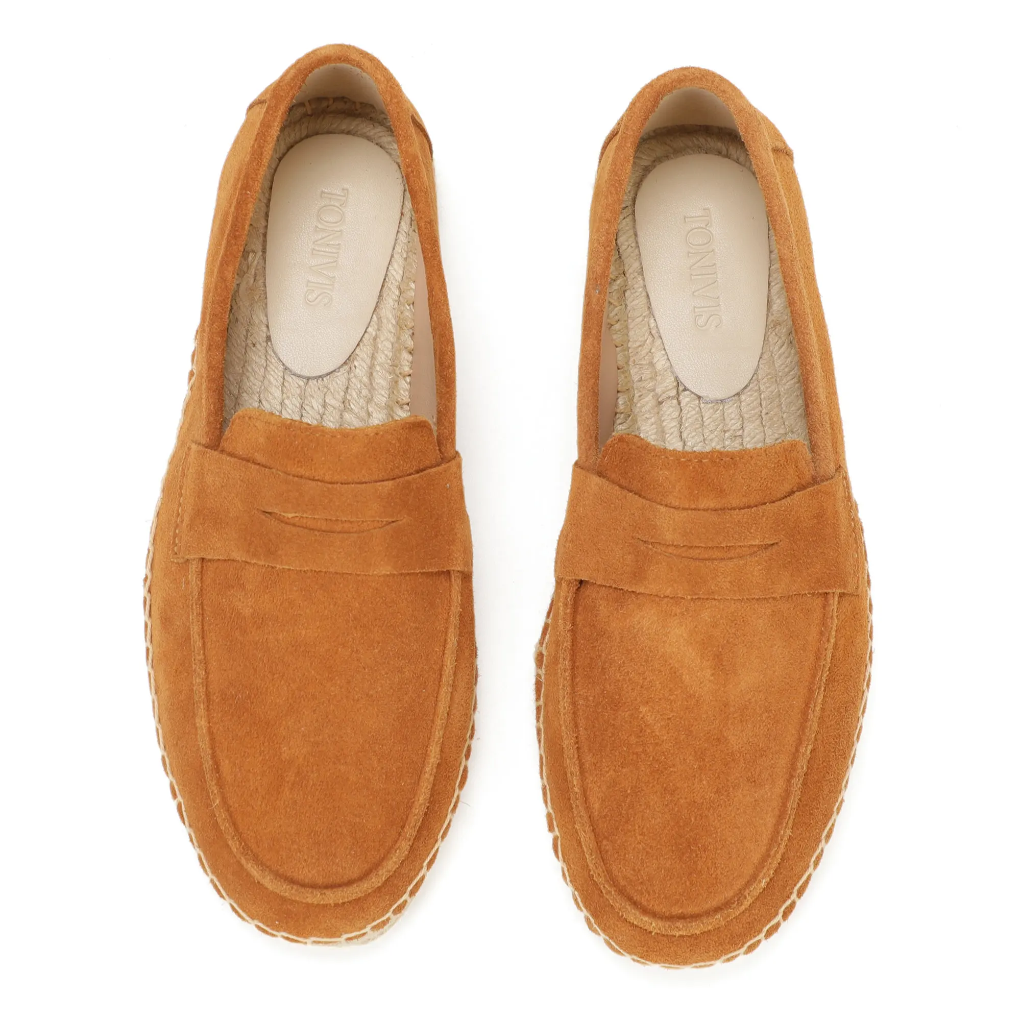 Alpargatas de yute para hombre Mocasines sin cordones Zapatos casuales de cuero de ante de vaca