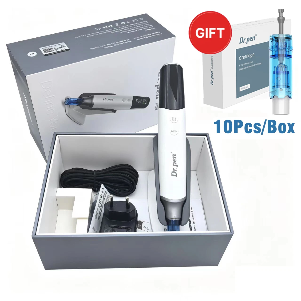 Nuevo Dr.pen M9, lápiz de microagujas con ajuste inteligente, con 2 unidades de 18 pines y 10 agujas de regalo, longitud de las agujas 0.25mm