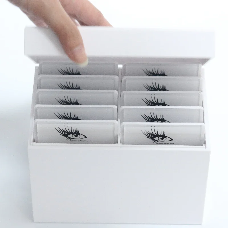 Caja de almacenamiento de extensiones de pestañas acrílicas de 10 capas para salón de belleza, paleta de baldosas para pestañas, cajas para pestañas, embalaje al por mayor, suministros para pestañas