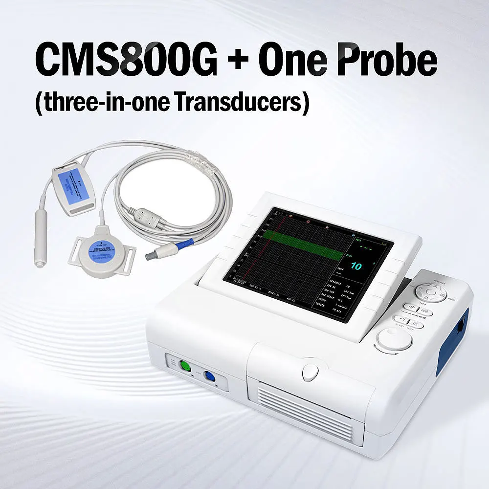 CONTEC CMS800G Monitor Fetal Corazón Prenatal FHR TOCO Ultrasonido de Movimiento Fetal (Eclase de Sonda Doble)