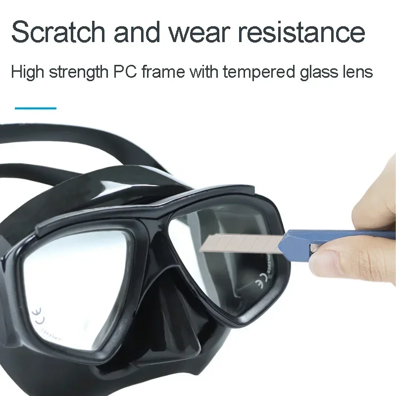 Máscara de Buceo para Adultos con Prescripción Médica para Miopía, con Cristal Templado, Spray Antivaho, Borde de Silicona, Transparente Negro