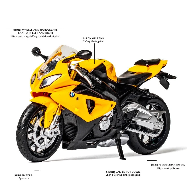 1/12 BMW S1000RR motocicleta de juguete 1:12 RMZ City Diecast Metal modelo de carreras Super Sport colección en miniatura regalo para niños