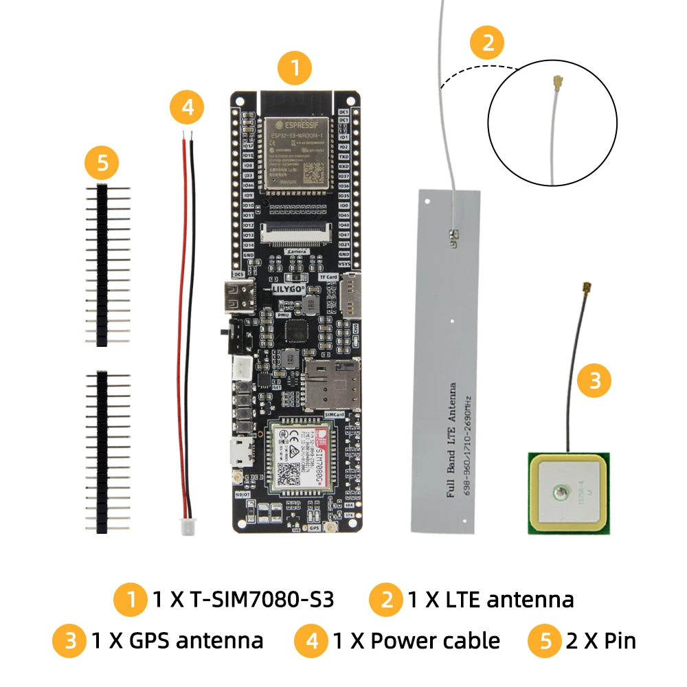 LILYGO® T-SIM7080G-S3 ESP32-S3 SIM7080 Placa de Desarrollo apoya gato-M NB-Iot WIFI Bluetooth 5,0 con GPS Flash 16MB PSRAM 8MB