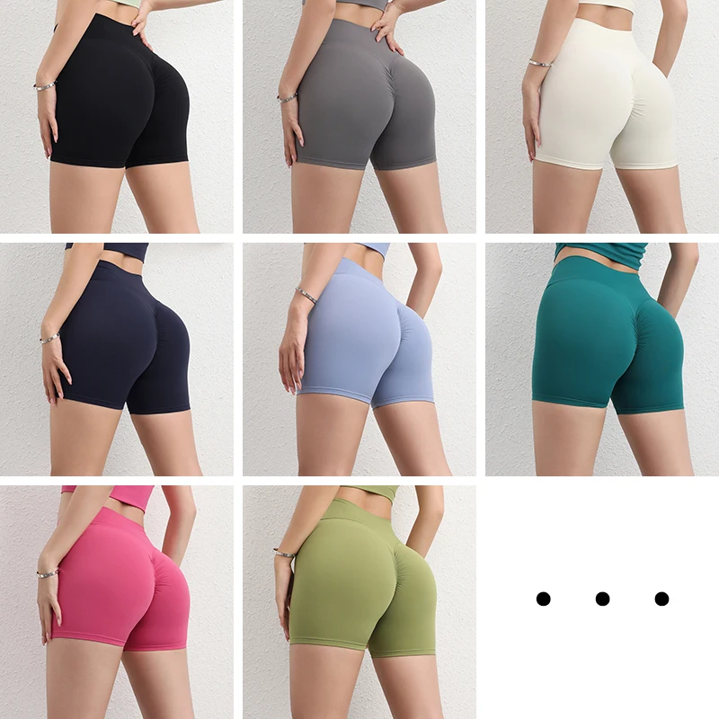 Shorts Deportivos de Nailon para Mujer, Shorts de Yoga, Fitness y Ciclismo, Cintura Alta, Elásticos, Ajustados, Transpirables, Sin Líneas Visibles