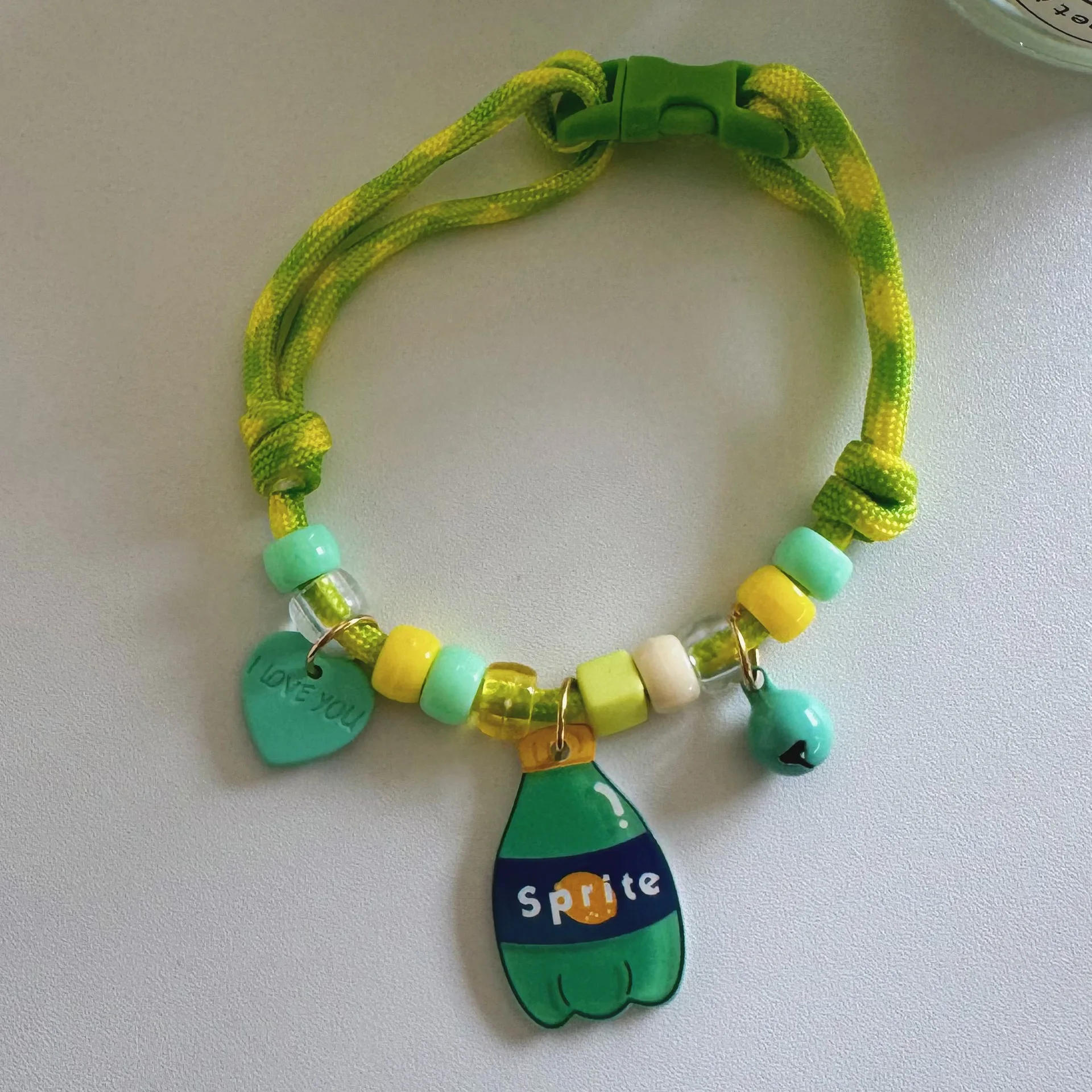 Collar para perro y gato, tejido contrastante de Color, frescura de verano, Collar ajustable con cara sonriente de amor, Collar separable para gato