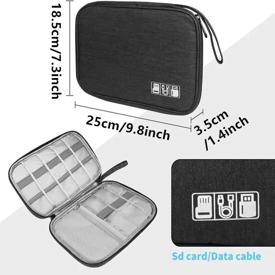 Cubo de embalaje de viaje Digital multifuncional, bolsas de almacenamiento de cables de datos para disco duro móvil, ahorro de espacio, bolsa organizadora de objetos pequeños