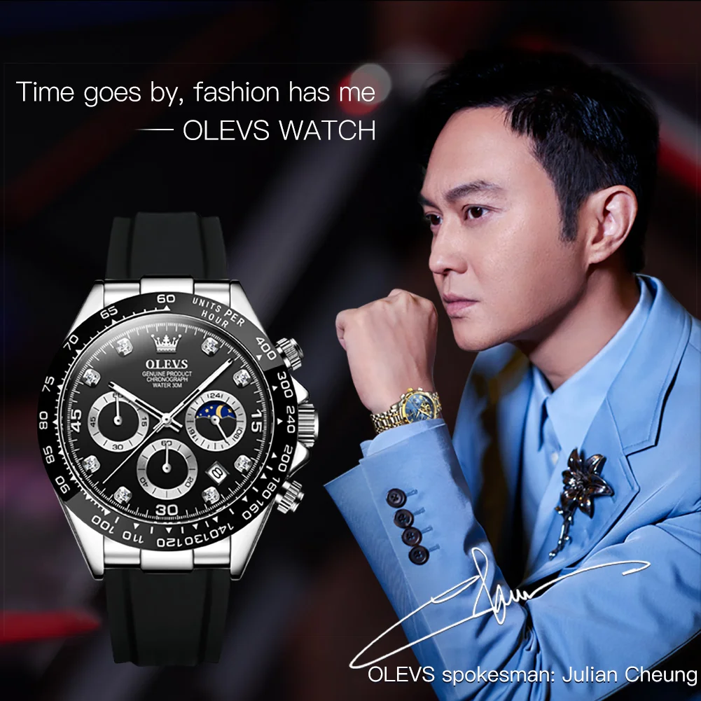 OLEVS-Reloj de lujo para hombre, cronógrafo de cuarzo, resistente al agua, luminoso, de pulsera, deportivo, 2875