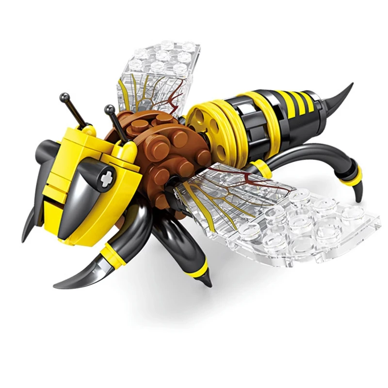 Bloques de construcción creativos, modelo de insecto, abeja, libélula, hormiga, Mantis, juguetes ensamblados para niños, adornos de animales interesantes, regalos