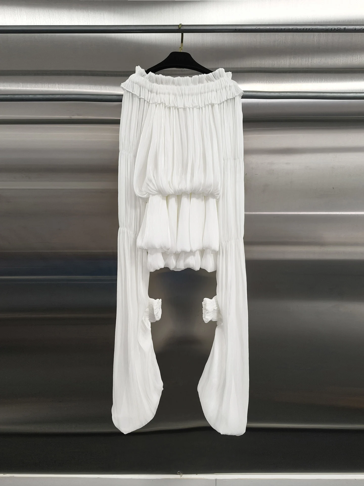 Vestido Mini GALCAUR Sólido con Pliegues y Empalmes para Mujer, Cuello Asimétrico, Mangas Largas, Diseño de Parches, Cintura Elástica, Moda Femenina