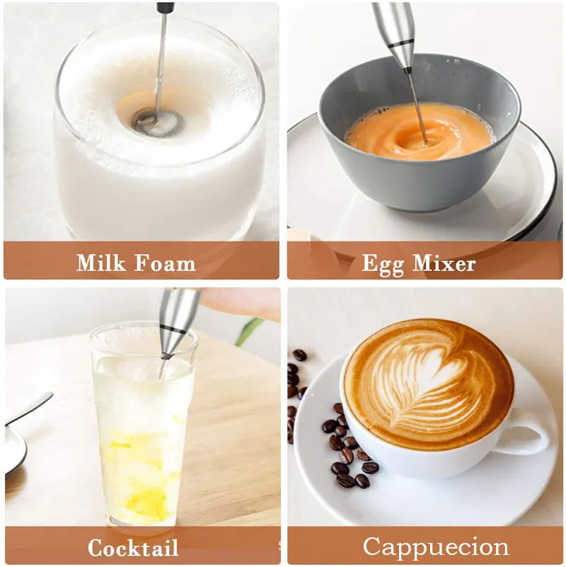 Espumador de leche inalámbrico, licuadora eléctrica de mano con USB, Mini cafetera eléctrica, batidora para café, crema de capuchino
