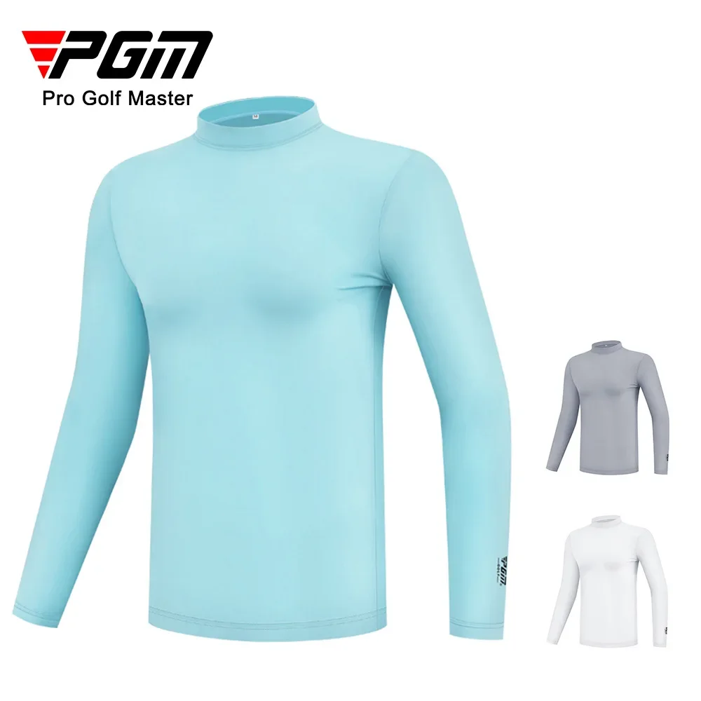 PGM-Camiseta de Golf con protección solar para hombre, ropa interior de manga larga, camisetas de seda helada refrescantes, ropa suave Anti-UV para hombre YF202