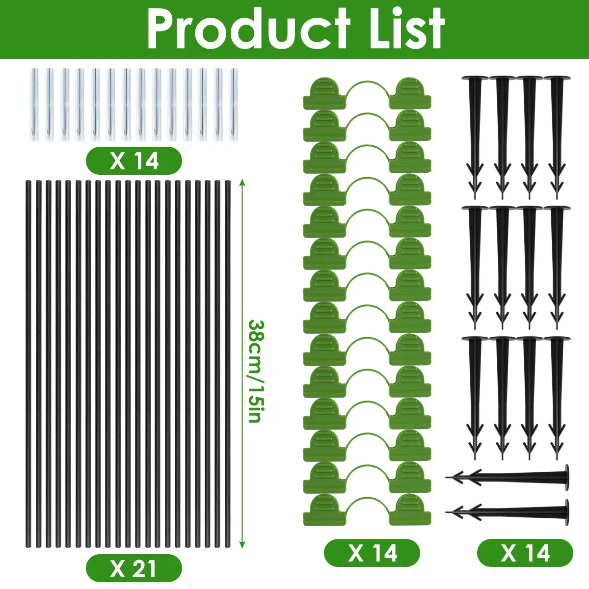 Conjunto de aros para plantas de invernadero, juego de cultivo de fibra de vidrio reutilizable, soporte para cobertizo de arco de plántulas, soporte para túnel de cultivo de jardín de verduras, gran oferta