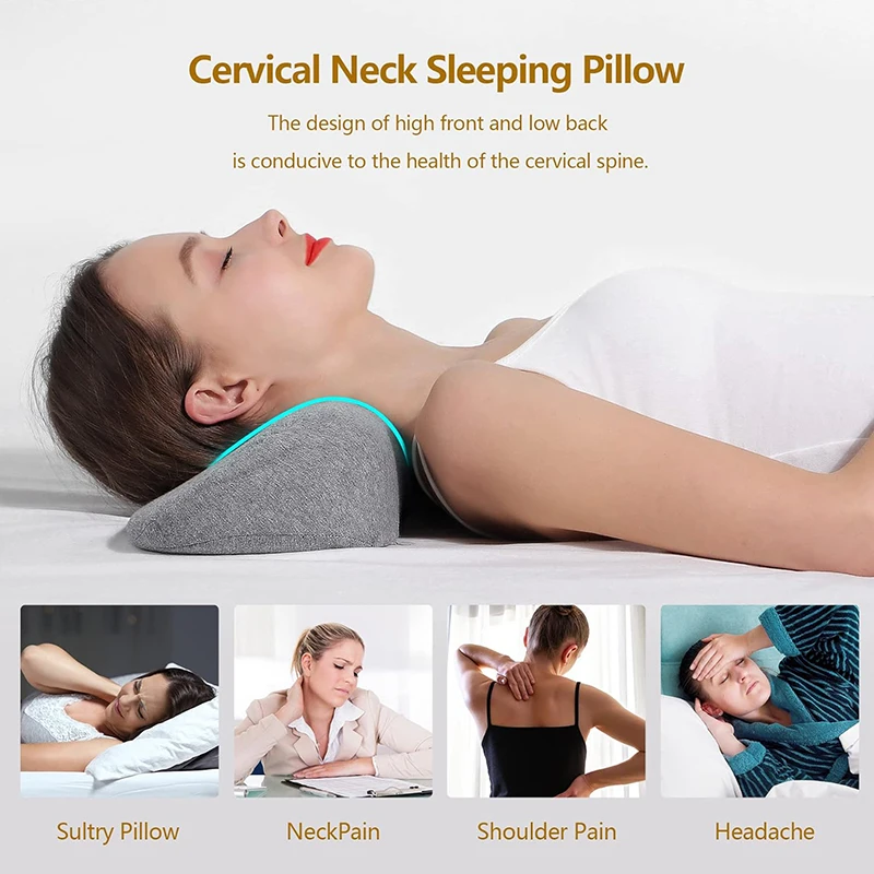 Almohada cervical, almohada de contorno de espuma viscoelástica, almohadas de cama para dormir lateral, almohada ortopédica ergonómica para dormir, almohada para el cuello