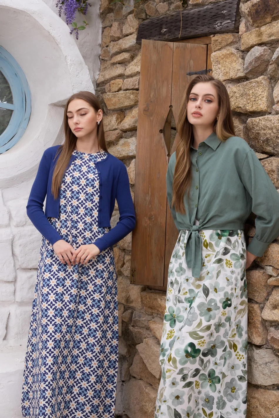 Camisa de lino AS SS26 + colección de vestidos estampados, conjunto de lino estampado de alta calidad y cárdigan de punto para mujer