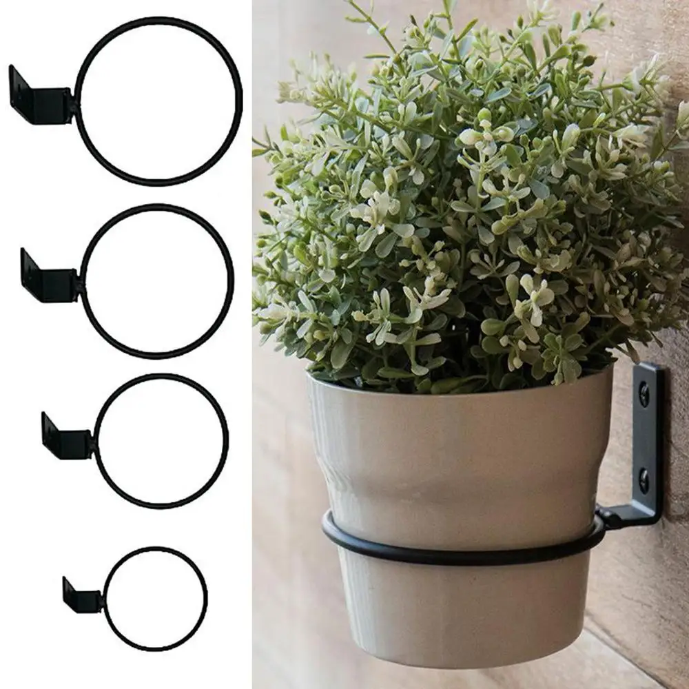 Soporte para maceta de Metal, barandilla de anillo, montaje en pared, soporte para maceta, estante para maceta resistente y elegante para decoración de oficina y exteriores